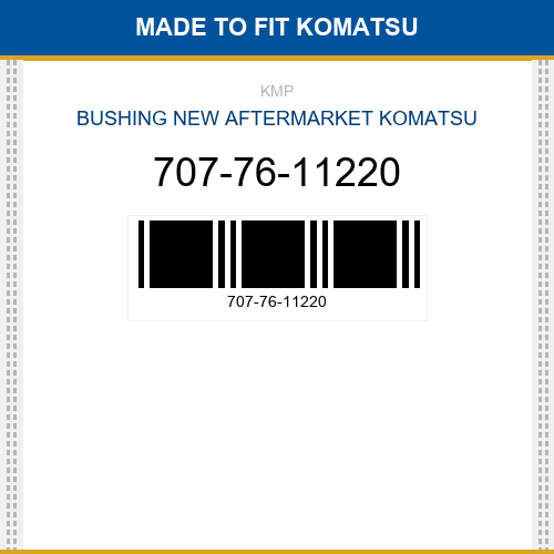 707-76-11220 Bushing Made to fit for KOMATSU