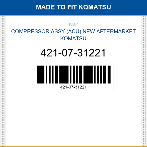 421-07-31221 Compressor assy (acu) Made to fit for KOMATSU