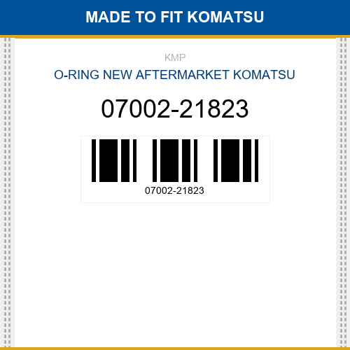 07002-21823 O-ring Made to fit for KOMATSU