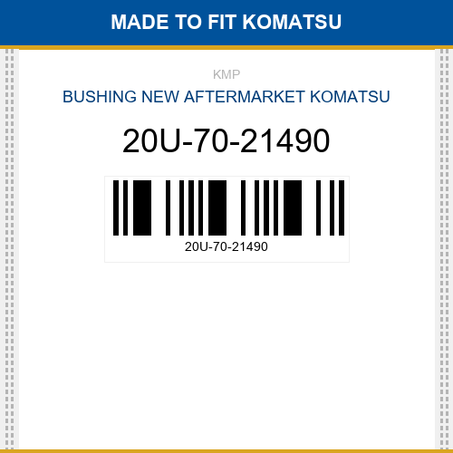 20U-70-21490 Bushing Made to fit for KOMATSU