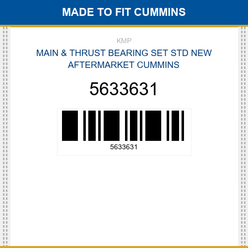 5633631 Main & thrust bearing set std Made to fit for CUMMINS