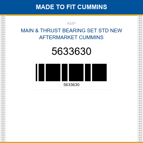 5633630 Main & thrust bearing set std Made to fit for CUMMINS