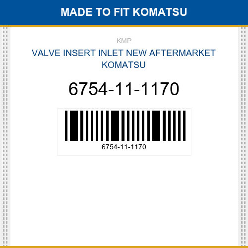 6754-11-1170 Valve insert inlet Made to fit for KOMATSU