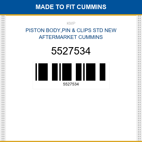 5527534 Piston body,pin & clips std Made to fit for CUMMINS