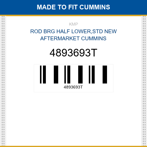 4893693T Rod brg half lower,std Made to fit for CUMMINS