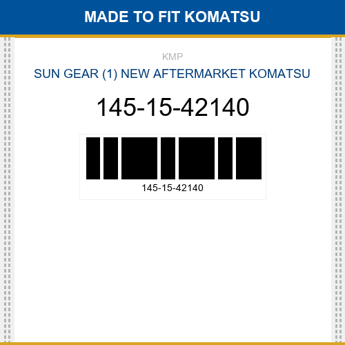 145-15-42140 Sun gear (1) Made to fit for KOMATSU