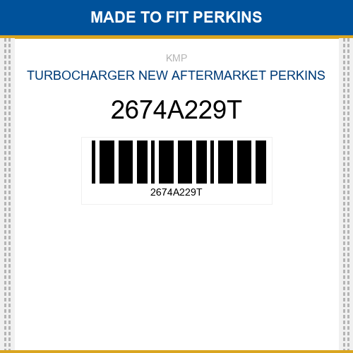 2674A229T Turbocharger Made to fit for PERKINS
