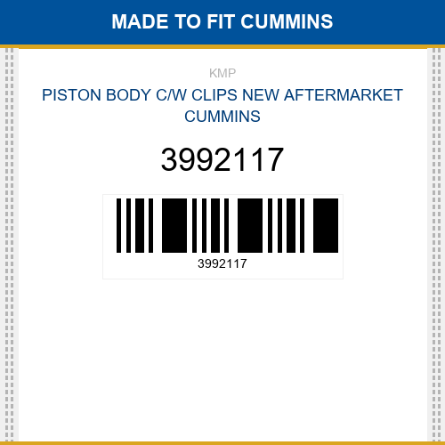3992117 Piston body c/w clips Made to fit for CUMMINS