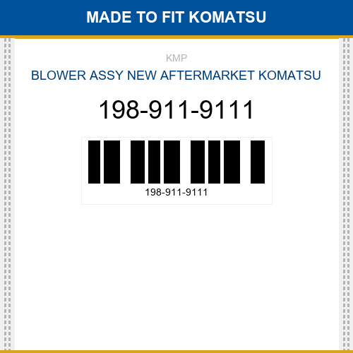 198-911-9111 Blower assy Made to fit for KOMATSU