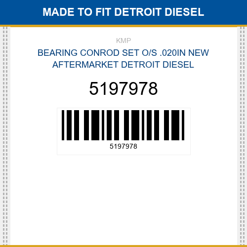 5197978 Bearing conrod set o/s .020in Made to fit for DETROIT DIESEL