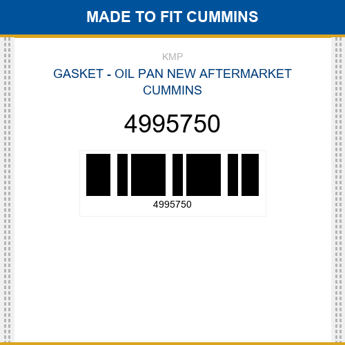 4995750 Gasket - oil pan Made to fit for CUMMINS