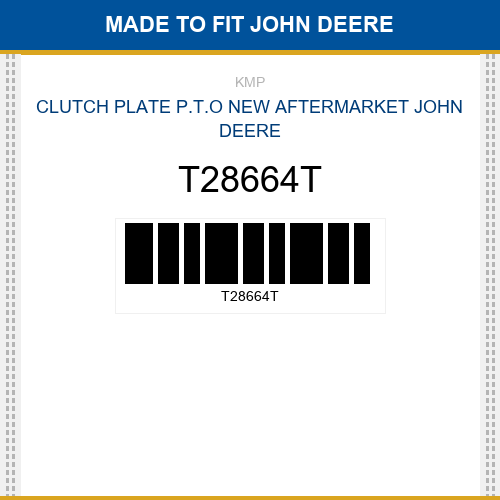 T28664T Clutch plate p.t.o Made to fit for JOHN DEERE