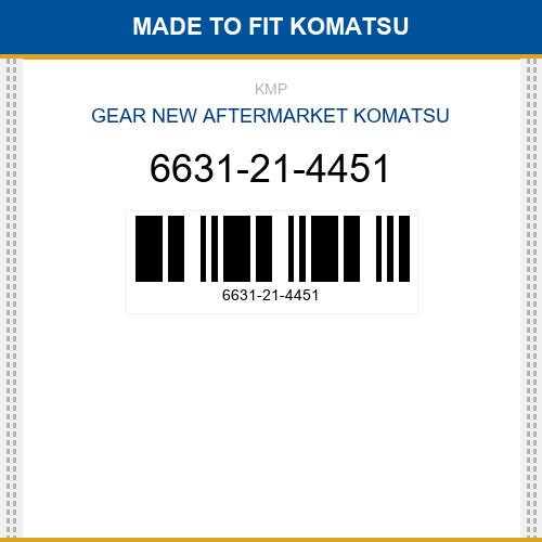 6631-21-4451 Gear Made to fit for KOMATSU