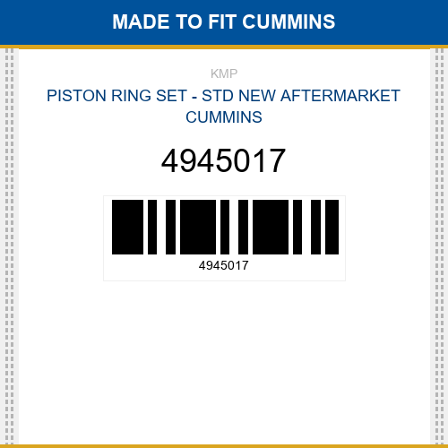 4945017 Piston ring set - std Made to fit for CUMMINS