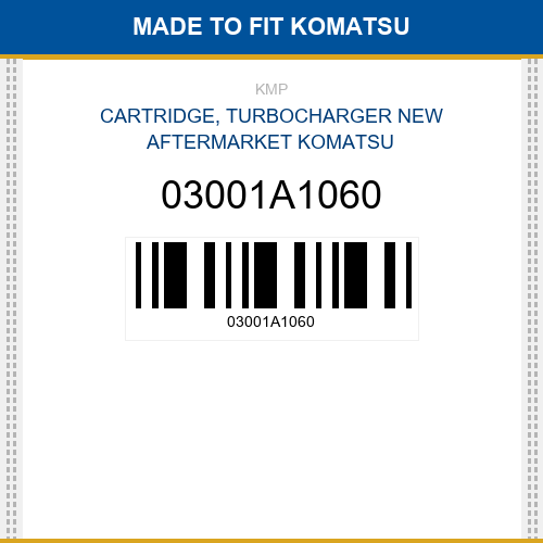 03001A1060 Cartridge, turbocharger Made to fit for KOMATSU