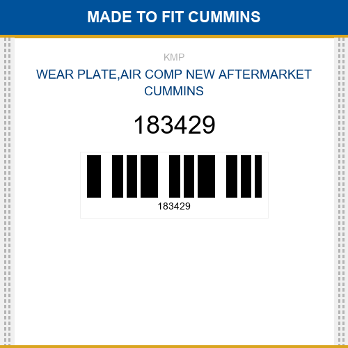 183429 Wear plate,air comp Made to fit for CUMMINS