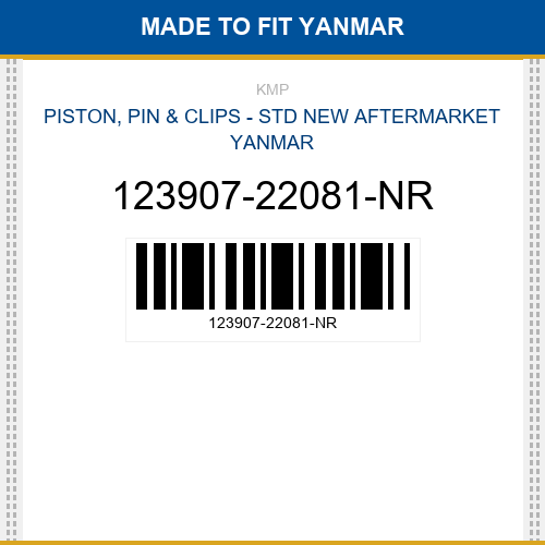 123907-22081-NR Piston, pin & clips - std Made to fit for YANMAR