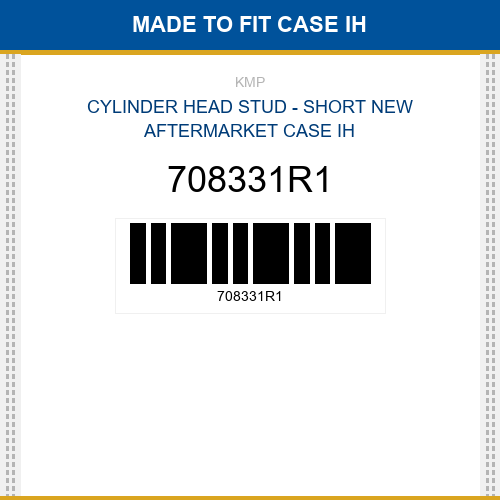 708331R1 Cylinder head stud - short Made to fit for Case Ih