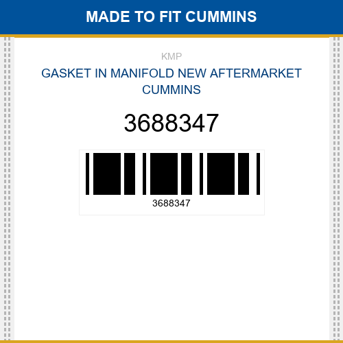 3688347 Gasket in manifold Made to fit for CUMMINS