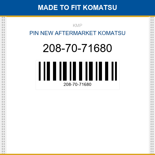 208-70-71680 Pin Made to fit for KOMATSU