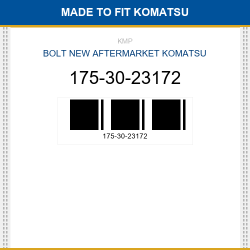 175-30-23172 Bolt Made to fit for KOMATSU