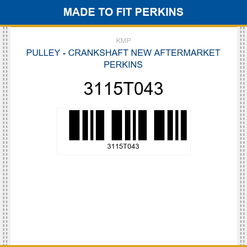 3115T043 Pulley - crankshaft Made to fit for PERKINS