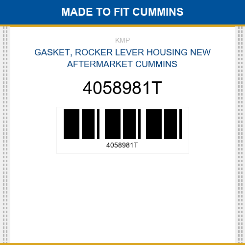 4058981T Gasket, rocker lever housing Made to fit for CUMMINS