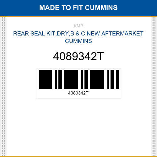 4089342T Rear seal kit,dry,b & c Made to fit for CUMMINS