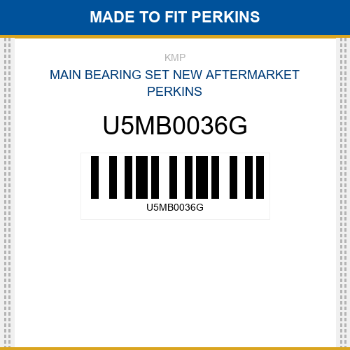 U5MB0036G Main bearing set Made to fit for PERKINS