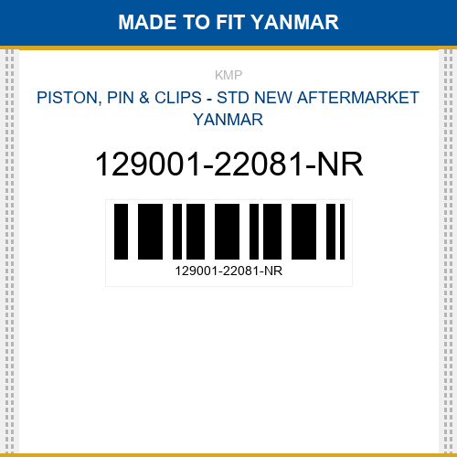 129001-22081-NR Piston, pin & clips - std Made to fit for YANMAR