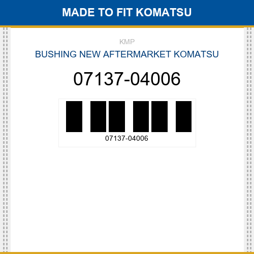 07137-04006 Bushing Made to fit for KOMATSU