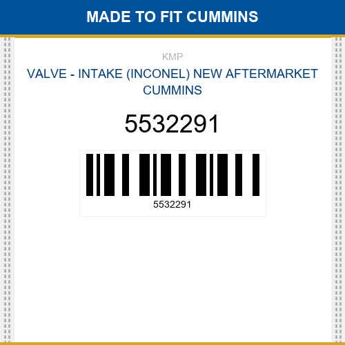 5532291 Valve - intake (inconel) Made to fit for CUMMINS