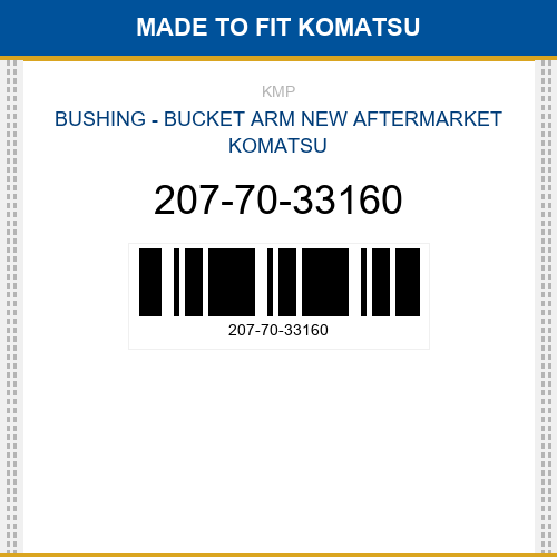 207-70-33160 Bushing - bucket arm Made to fit for KOMATSU