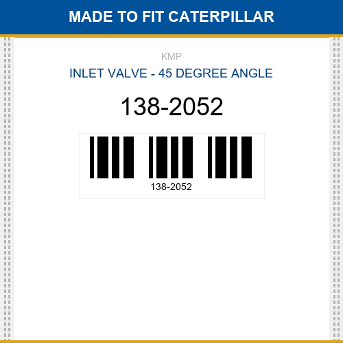 138-2052 Inlet valve - 45 degree angle Made to fit