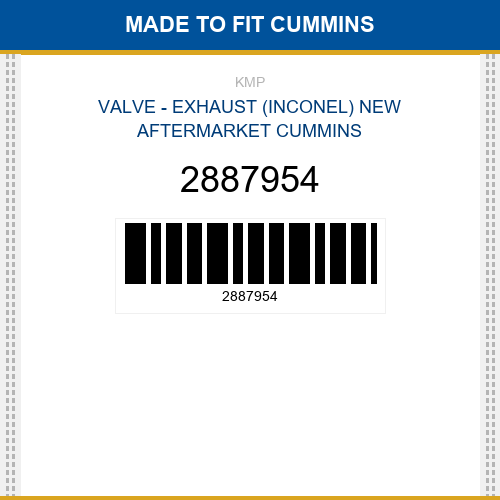 2887954 Valve - exhaust (inconel) Made to fit for CUMMINS