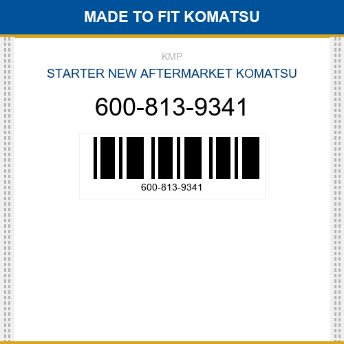 600-813-9341 Starter Made to fit for KOMATSU