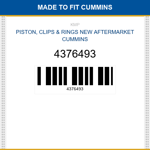 4376493 Piston, clips & rings Made to fit for CUMMINS
