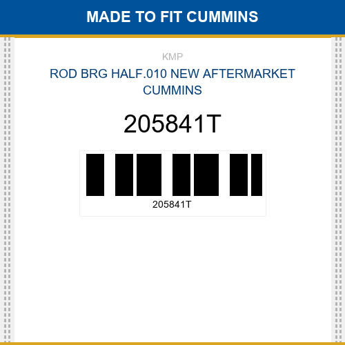 205841T Rod brg half.010 Made to fit for CUMMINS
