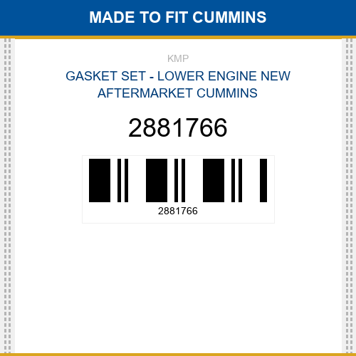 2881766 Gasket set - lower engine Made to fit for CUMMINS