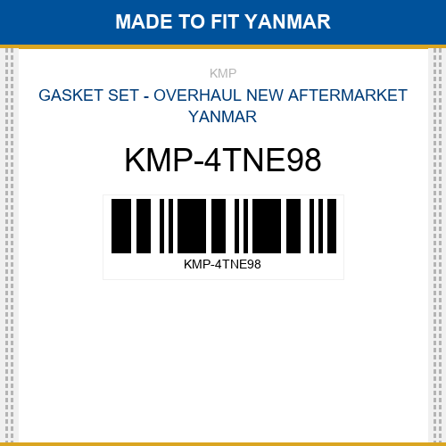 KMP-4TNE98 Gasket set - overhaul Made to fit for YANMAR