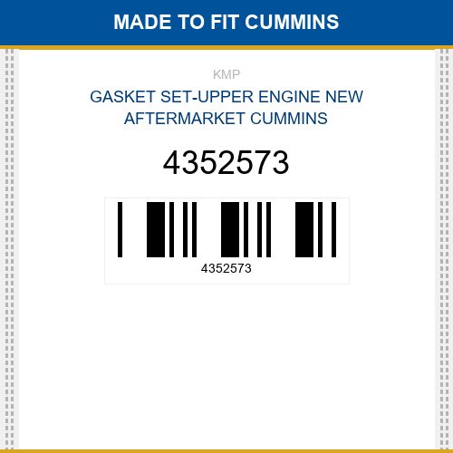 4352573 Gasket set-upper engine Made to fit for CUMMINS