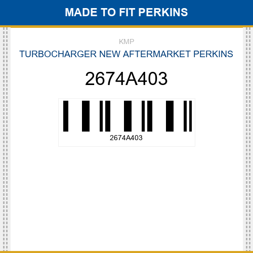2674A403 Turbocharger Made to fit for PERKINS