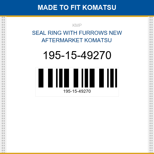 195-15-49270 Seal ring with furrows Made to fit for KOMATSU