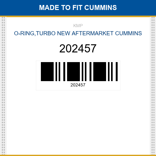 202457 O-ring,turbo Made to fit for CUMMINS