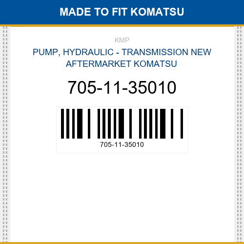 705-11-35010 Pump, hydraulic - transmission Made to fit for KOMATSU