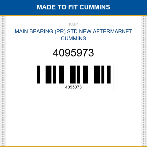 4095973 Main bearing (pr) std Made to fit for CUMMINS
