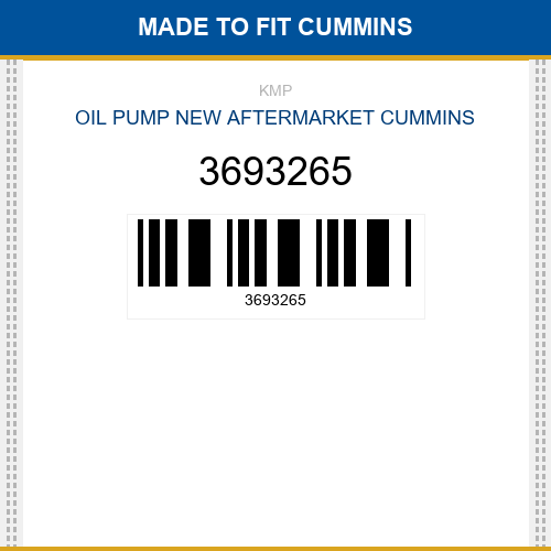 3693265 Oil pump Made to fit for CUMMINS