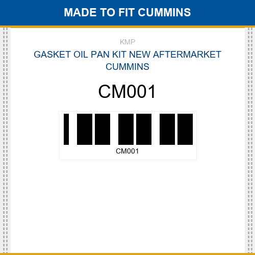 CM001 Gasket oil pan kit Made to fit for CUMMINS