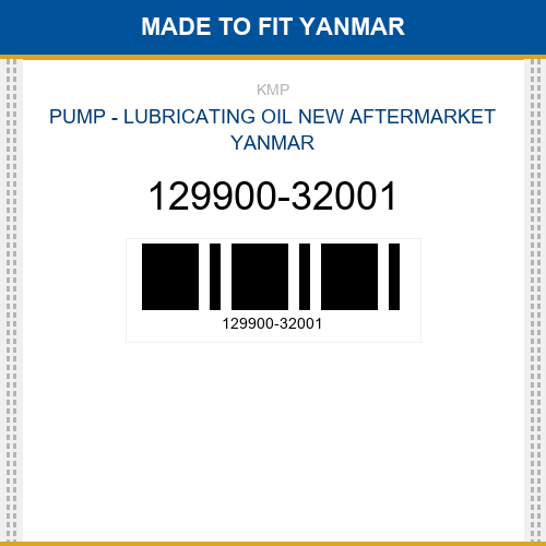 129900-32001 Pump - lubricating oil Made to fit for YANMAR