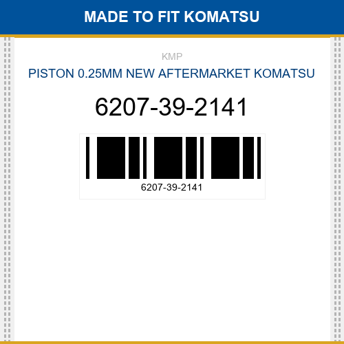 6207-39-2141 Piston 0.25mm Made to fit for KOMATSU